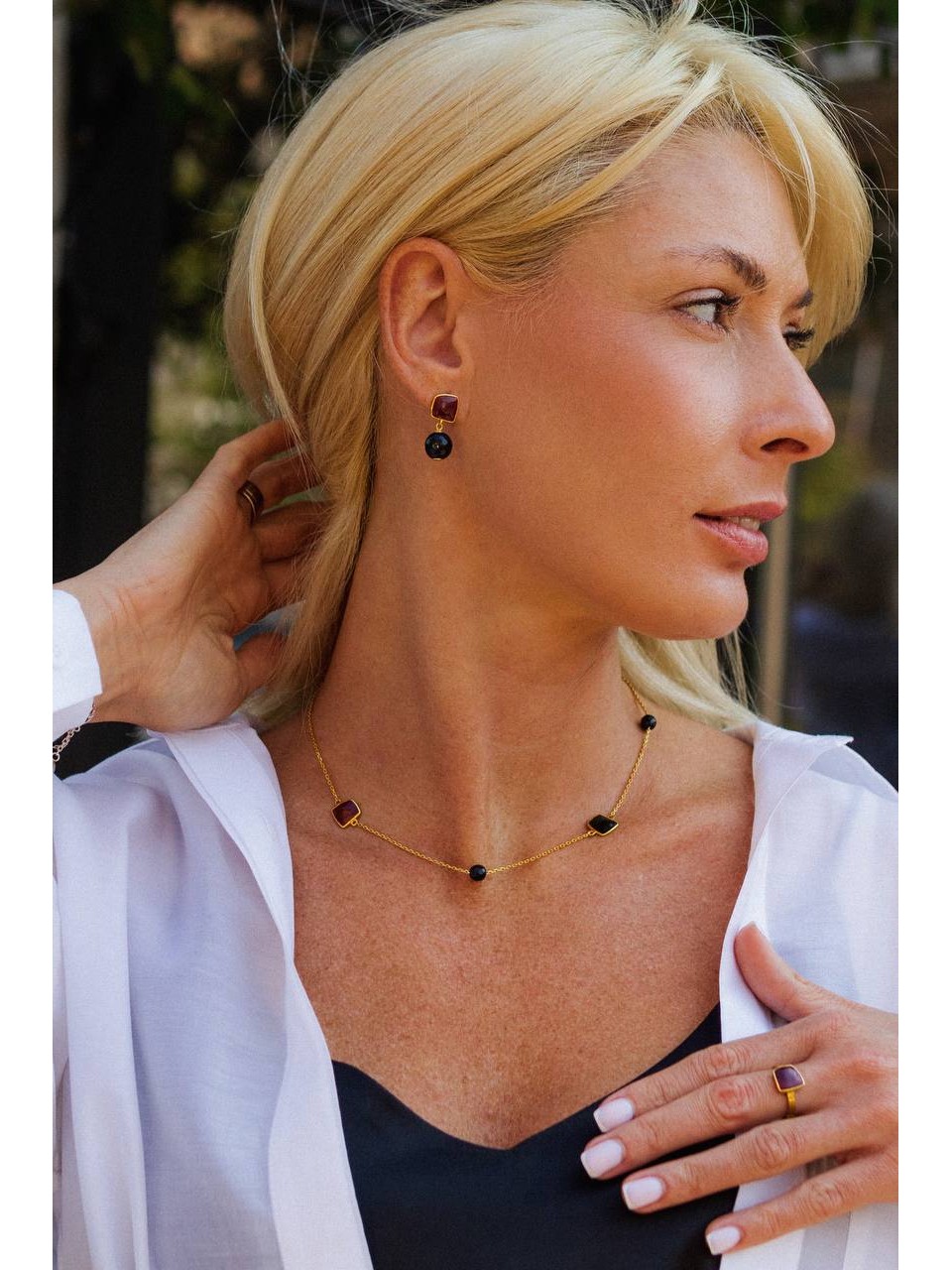 Кольє коротке під шию з каменем Агат Арт.2330-1 Кольє коротке під шию з каменем Агат Арт.2330-1